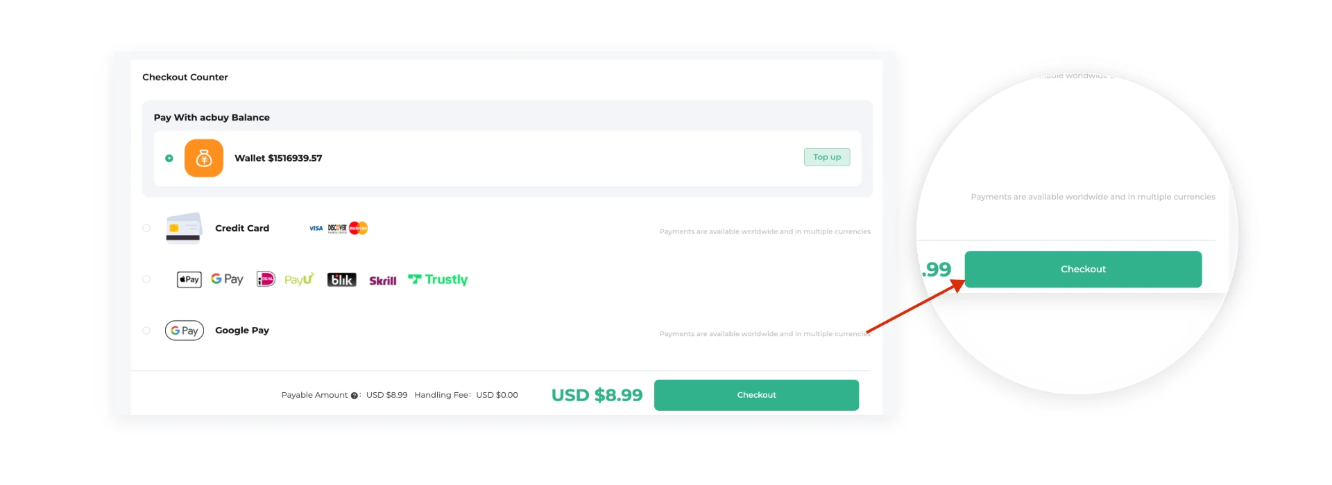 The official example of the product-payment checkout.